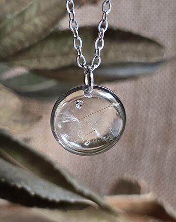 Wisiorek z dmuchawcem srebrny zawieszka dmuchawiec, zkwiatem