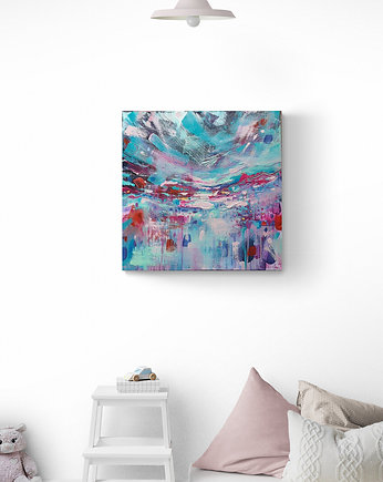 Obraz ręcznie malowany na płótnie 40x40 cm - abstrakcyjny pejzaż, Kasia Kulicka