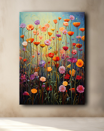 Polne kwiaty - Plakat - Olej, Boho, Abstrakcja, Black Sapphire Art