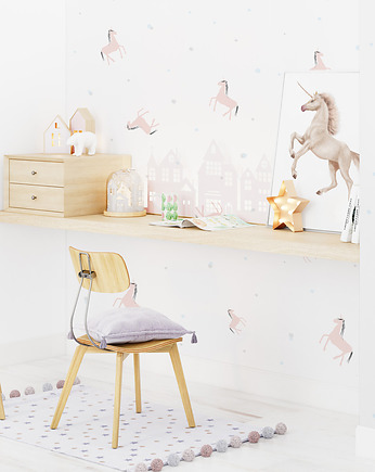 Tapeta dziecięca Jednorożce i Kropki ( Unicorn Dots ), HUMPTY DUMPTY ROOM DECORATION