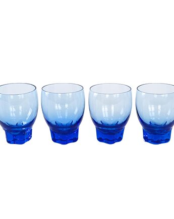 Komplet kobaltowych szklanek, duński design, lata 70, produkcja: Dania, Przetwory design
