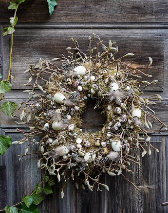 Wianek Wielkanocny Wiosenny wianek na drzwi lub stół, cynamonn