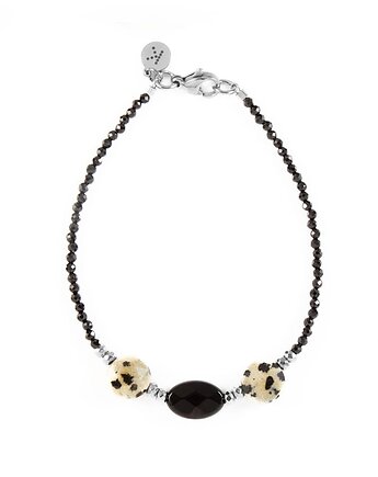 Bransoletka z owalnych Onyksów - dobrobyt i witalność - Wersja Srebrna