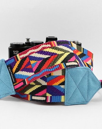 Kolorowy pasek do aparatu dla fotografki na szyję Colors Blue, RękaProduction