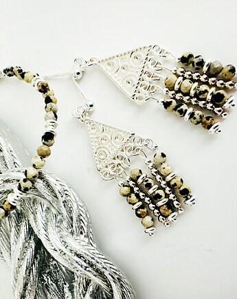 SALT AND PEPPER  komplet bizuterii JASPIS, kamienie naturalne, Anemon Atelier