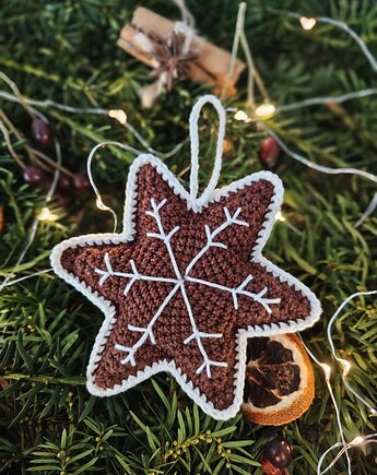 Świąteczna gwiazdka pierniczek - ozdoba choinkowa, wernika