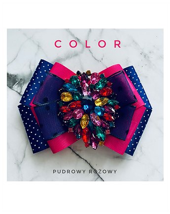 Brosza z kolekcji COLOR  z kolorowym kryształem, Pudrowy Różowy