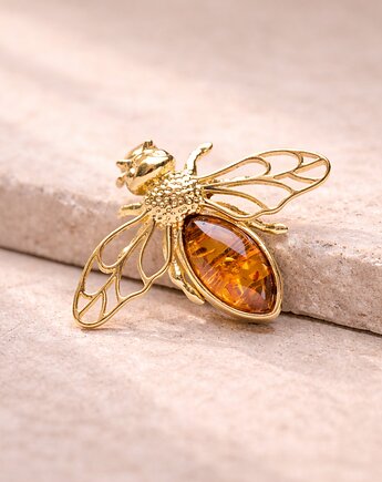 Broszka pszczoła z bursztynem bałtyckim srebro 925 Broszka bursztynowa, Amber Charm