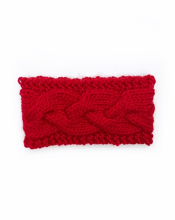 Wełniana opaska warkoczowa czerwona, Holy Alpaca Knit