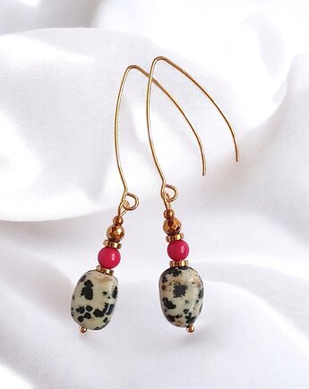 Kolczyki : INDIA : jaspis, koral : bigle rybki, kaktusia