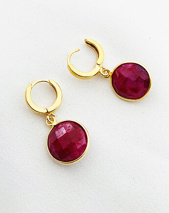 Kropla Ognia- Czerwone kolczyki Rubiny srebro pozłacane, Anemon Atelier