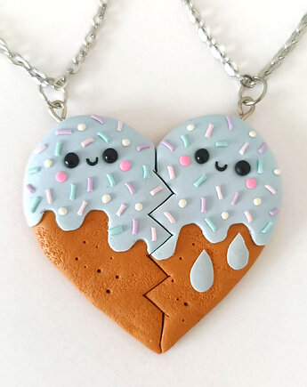 Niebieski Naszyjnik Serce Naszyjnik 2 Połówki Serca, OMIFIMO