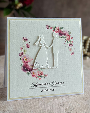 Kartka ślubna w ozdobnej kopercie, WP34d, Anna Art and Crafts
