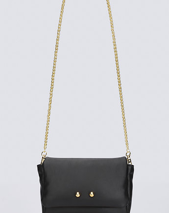 Puffy torba Mini Modern na ramię Kulik w czarnym kolorze z łańcuszkiem, OKAZJE - Prezent na Wieczór panieński