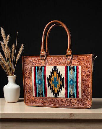 Torba skórzana ręcznie robiona Kochi duża pojemna torba z paskiem do ręki, SempreArte