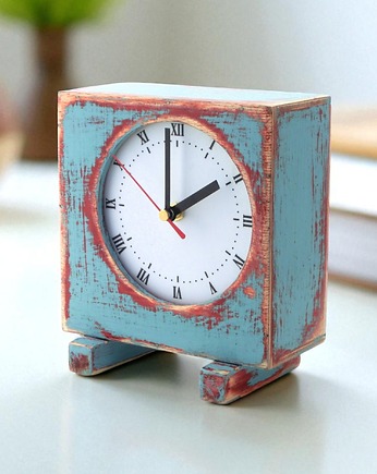 Zegar drewniany - cichy mechanizm NIEBIESKI, Clock Wood Studio