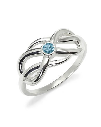Infinity double - Srebrny pierścionek z  niebieskim topazem, Kuźnia Srebra