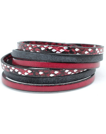 Bransoletka unisex z rzemieni czerwono-czarna, Kociokwik Jewelry
