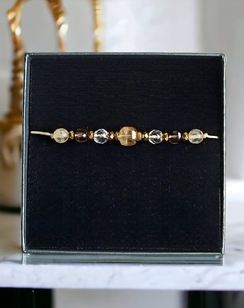 DOBROBYT - amulet - cytryn, kwarc dymny, kryształ górski - PREMIUM, kaktusia
