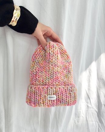 Bestseller wełniana czapka Lily 100% wełna handmade ręcznie robiona, GANGSTA KNIT