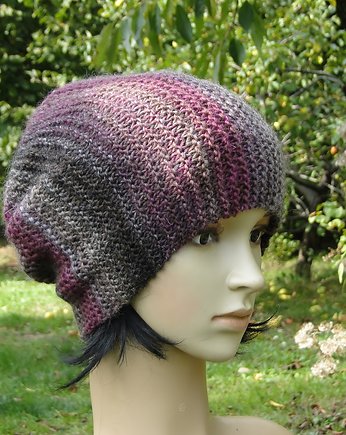 czekolada malinowa / czapka beanie, agat handmade