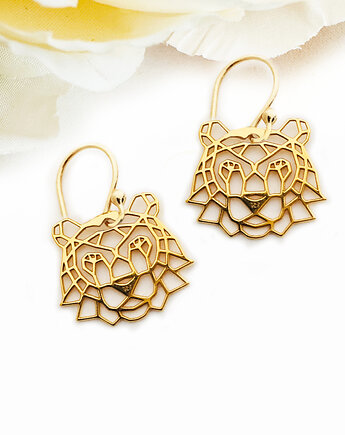 Kolczyki z tygrysem , złote tygrysy origami, Anemon Atelier