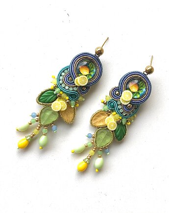 Sutaszowe kolczyki POSITANO z cytrynami, Sylwia Żak