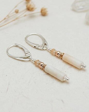 Kolczyki z beżowym jaspisem  beżowe kolczyki  srebro 925, Yamira Art Studio