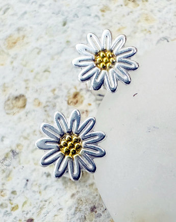 Srebrne kolczyki kwiaty, delikatne  sztyfty kwiatki, stokrotka, Anemon Atelier