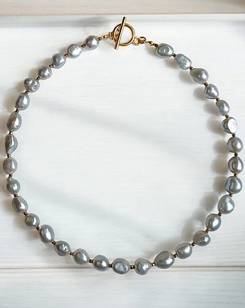 Srebrne perły - naszyjnik - kolia, kaktusia