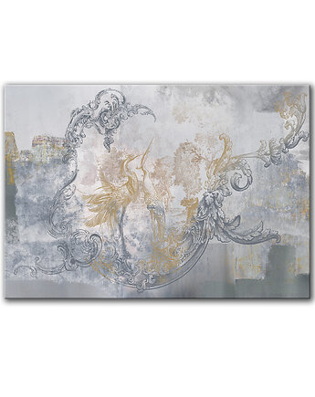 Obraz na płótnie - 100x70 cm  Czaple i ornamenty (1-0693), raspberryEM