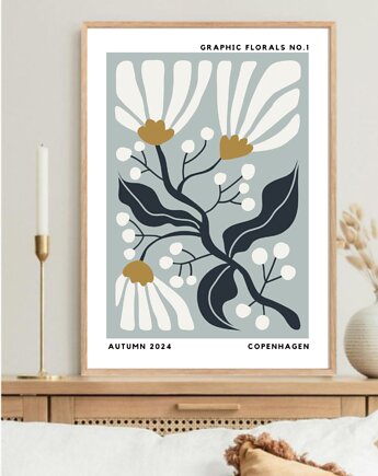 PLAKAT dekoracyjny , kwiaty ilustracja, flower market, black dot studio