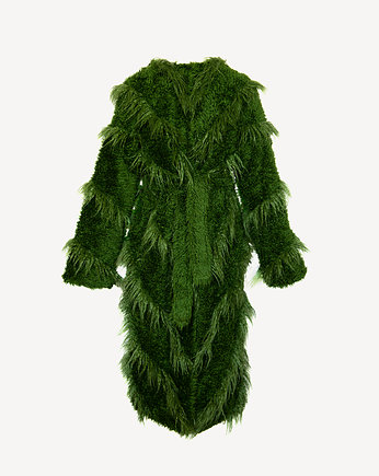 Zielony płaszcz ze sztucznego futra, FORTINI