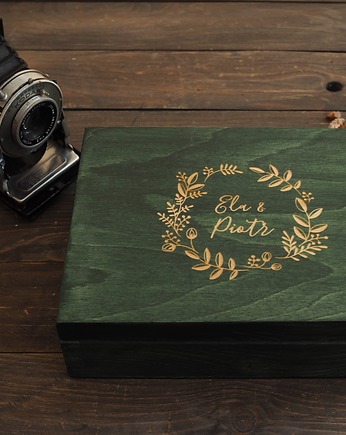 Pudełko personalizowane na zdjęcia ślubne 13x18cm + grawer, anamarko