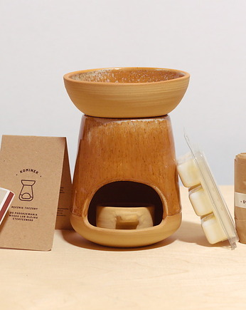 Zestaw kominek solony karmel + wosk zapachowy + świeczki, Koło i Piec