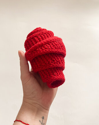 Mini szalik z merynosa czerwony, knots