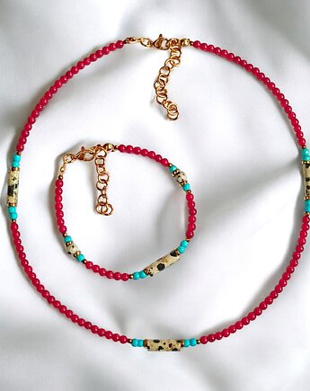 RAZEM TANIEJ: komplet INDIA : koral, magnezyt, jaspis, hematyt