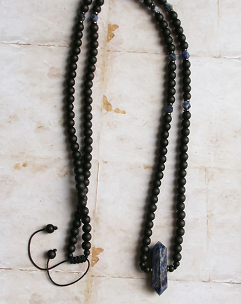 UNIKAT: lapis lazuli, onyks - naszyjnik męski / unisex, kaktusia