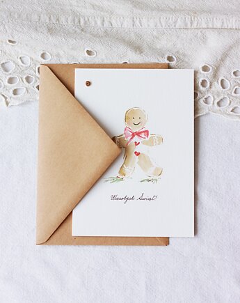 Delikatna kartka świąteczna "Piernik", papierkarnia