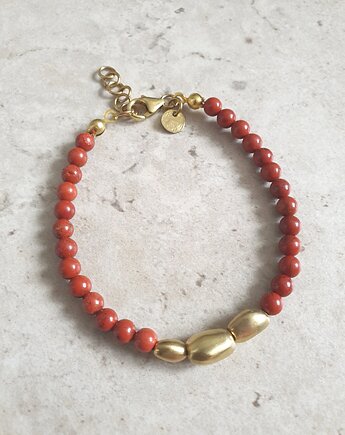 Bransoletka ZEN jaspis czerwony, mosiądz, modesign