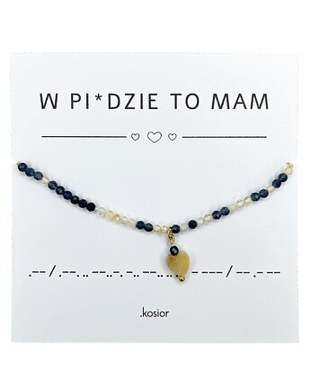 Bransoletka z alfabetem Morse Jadeit indygo, cytryn, Amazonit, karolina kosior