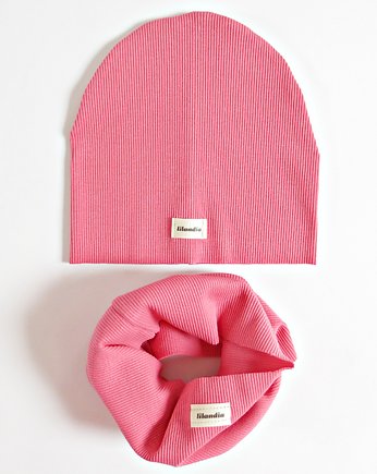 Komplet  czapka + komin  organic candy pink, Lilandia