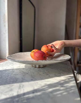 Ceramiczna Misa XXL na Cokole na Owoce Przekąski Rustic White, Maison Fragile