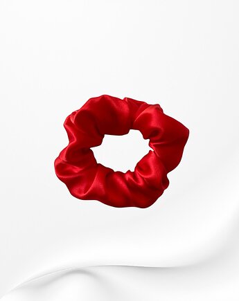 Jedwabna scrunchie gumka frotka midi czerwona, Zdunetti