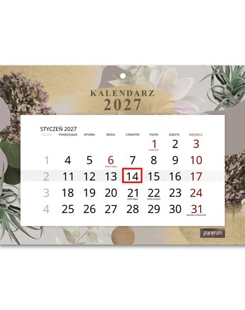 Kalendarz Ścienny Pojedynczy 2027 Collage Garden A4, Planerum