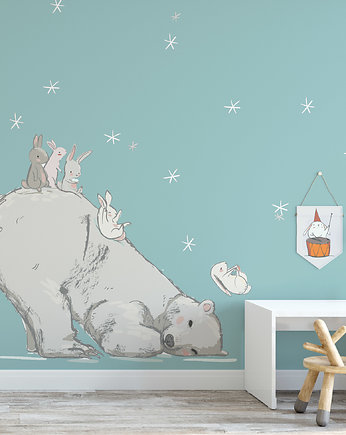 Naklejka ścienna - Miś polarny i króliczki, Make My Wall 