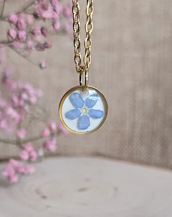 Wieczny kwiat niezapominajka zawieszka z niezapominajką, zkwiatem