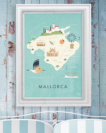 Plakat Majorka - mapa graficzna, minimalmill