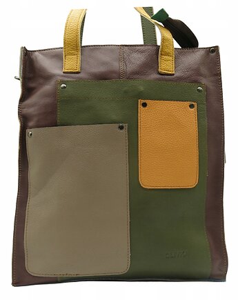 Torebka damska na ramię, shopper, duża, pojemna, mieści A4 skórzana OLIVKA, Olivka Warsaw