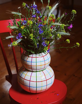 Wazon ceramiczny w kratkę - na zamówienie, Naturalnie, Z Gliny